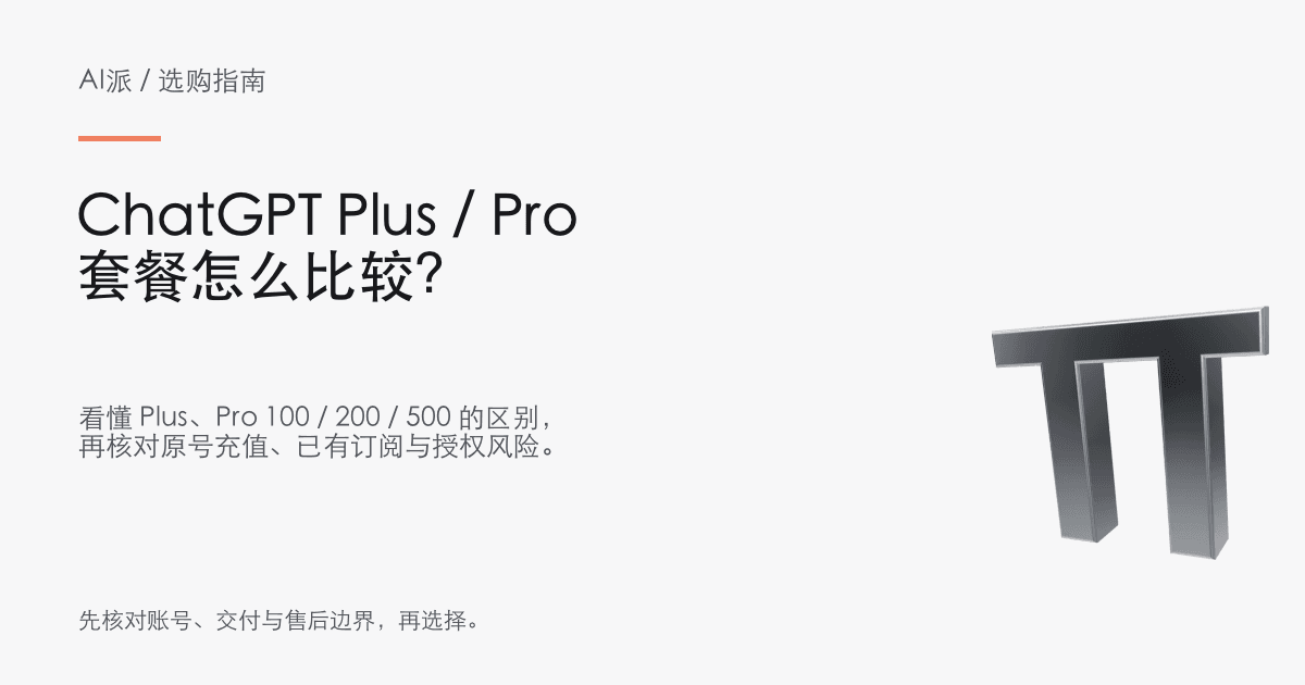 ChatGPT Plus / Pro 套餐怎么比较？ · AI派选购指南封面